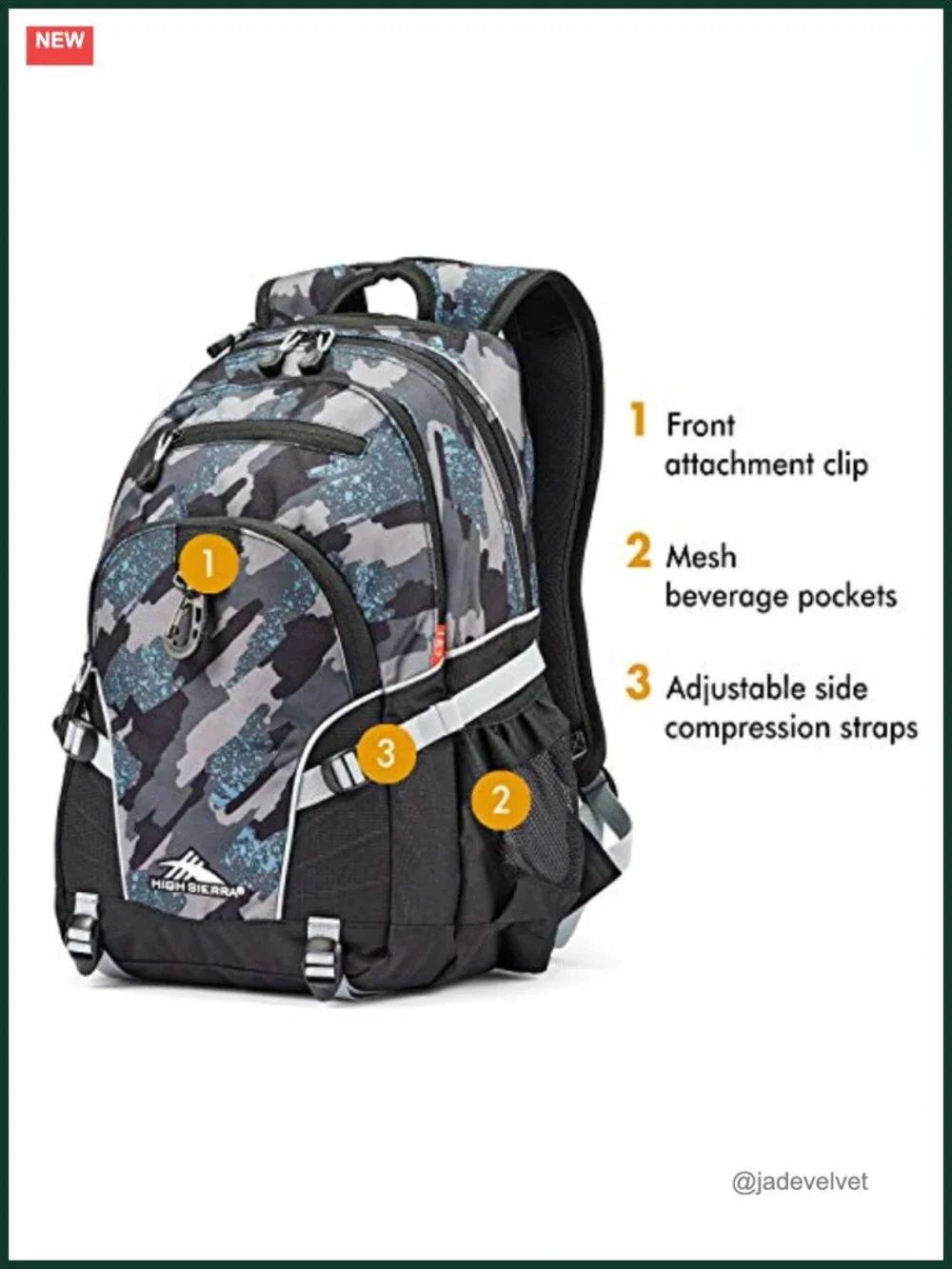 High Sierra Loop Backpack with Tablet Sleeve for Travel Work